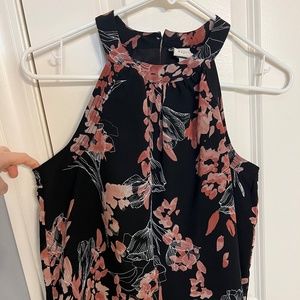 A New Day Black/Peach Flowers Dress Tank Size S